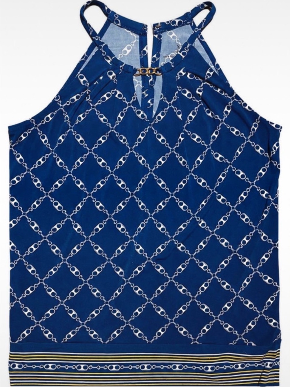 New York & Company Blue Chain-Print Halter Camisole